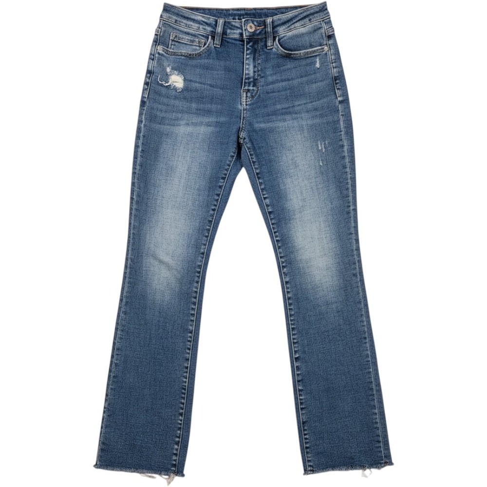 Flying Monkey Womens High Rise Distressed Crop Flare Jeans Blue F5270 Size 25